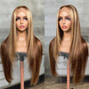 Alibonnie Layered Cut 4/27 Highlight 360 Transparent Lace Wigs Straight Human Hair Wigs - Alibonnie