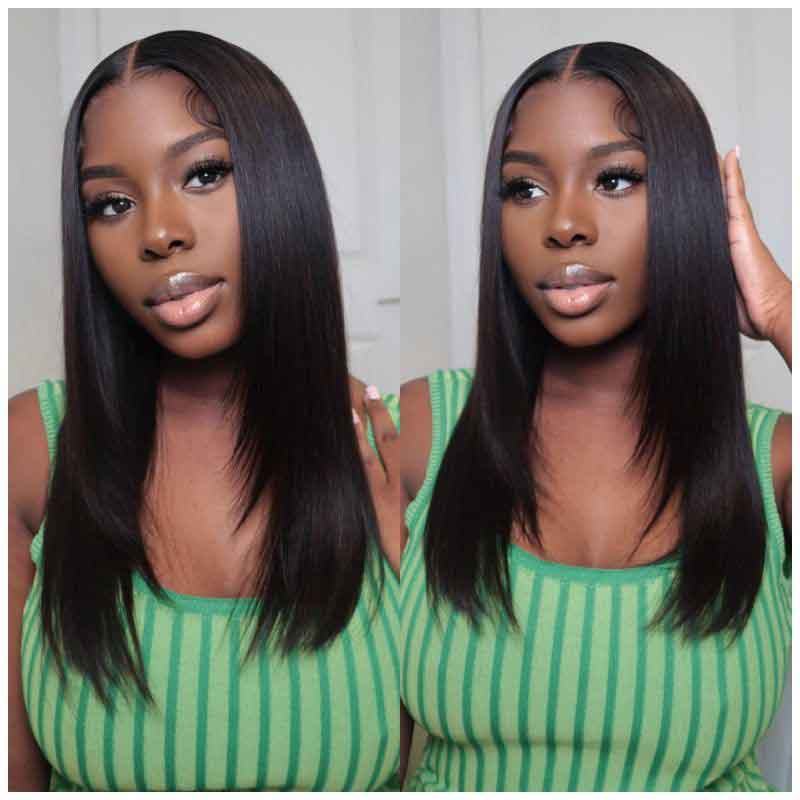 Alibonnie Layered Cut Glueless 5x5 Closure Lace Straight Wigs Wear&Go Human Hair Pre Cut Lace Wigs - Alibonnie