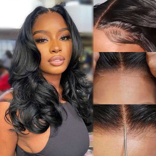 Alibonnie Layered Cut Glueless 5x5 Closure Lace Wigs Body Wave Human Hair Pre Cut Lace Wigs - Alibonnie