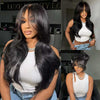 Alibonnie Layered Straight Curtain Bang Wig Ready Go Glueless 13x4 Lace Wig With Pre Bleached& Pre Cut - Alibonnie