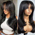 Alibonnie Layered Straight Curtain Bang Wig Ready Go Glueless 13x4 Lace Wig With Pre Bleached& Pre Cut - Alibonnie