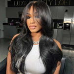 Alibonnie Layered Straight Curtain Bang Wig Ready Go Glueless 13x4 Lace Wig With Pre Bleached& Pre Cut - Alibonnie