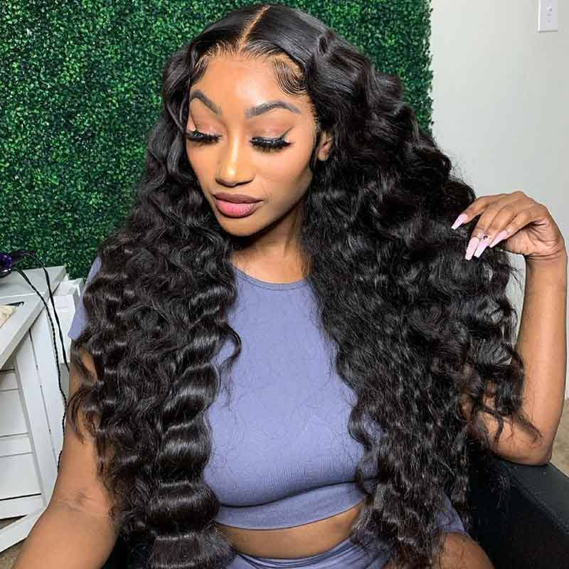 Alibonnie Loose Deep Wave 13x4 Transparent Lace Wigs 100% Vrigin Human Hair - Alibonnie