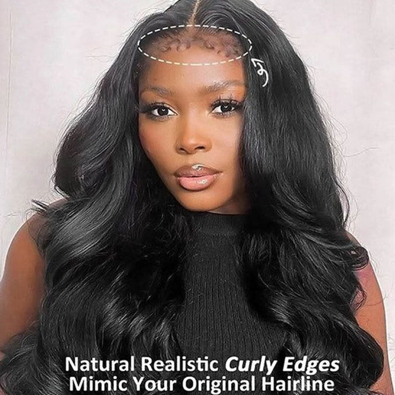 Alibonnie Most Natural 4C Edge Body Wave 13×4 HD Lace Front Wig With Curly Baby Hair - Alibonnie