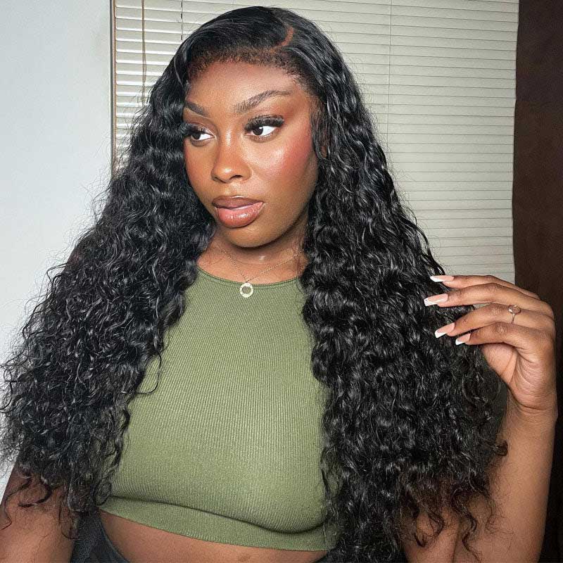 Alibonnie Natural 4C Edges Wigs Realistic Hairline Water Wave 360 Lace Wigs Human Hair - Alibonnie