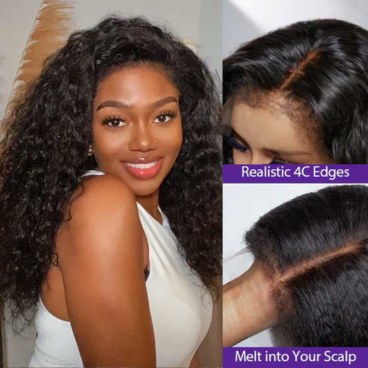 Alibonnie Natural 4C Edges Wigs Realistic Hairline Water Wave 360 Lace Wigs Human Hair - Alibonnie