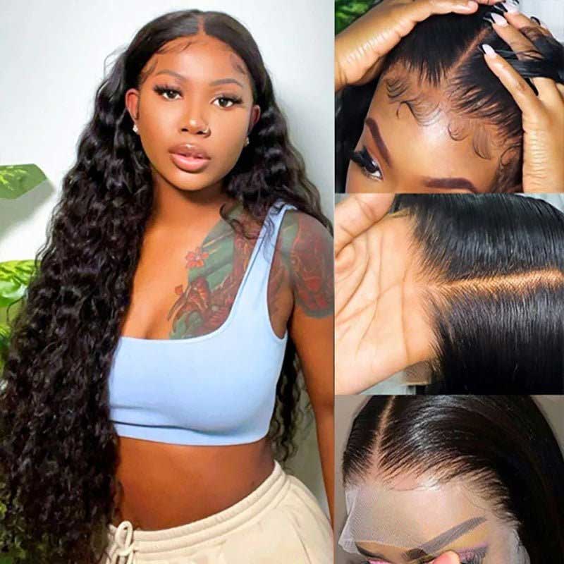 Alibonnie Natural-Looking Deep Wave Human Hair Wig 13x6 HD Lace FrontaL Wigs With Baby Hair 180% Density - Alibonnie