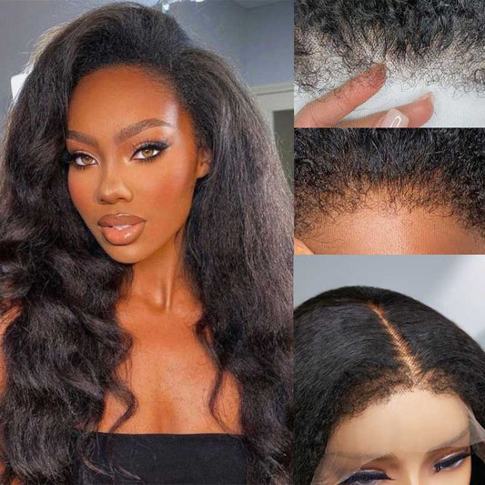 Alibonnie New Trends 4C Edges Kinky Straight 13x4 HD Lace Front Wig With 4C Natural Hairline - Alibonnie