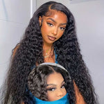 Alibonnie New Upgraded Wear And Go Water Wave Wig Pre Cut Transparent Lace 5x5 Lace Closure Wigs 180% Density - Alibonnie
