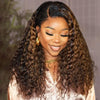Alibonnie Ombre Brown 4C Edges Hairline Deep Wave Wig Wear & Go 5x5 Transparent Lace Wig 100% Human Hair - Alibonnie