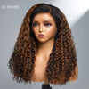 Alibonnie Ombre Brown 4C Edges Hairline Deep Wave Wig Wear & Go 5x5 Transparent Lace Wig 100% Human Hair - Alibonnie