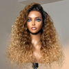 Alibonnie Ombre Honey Blonde 13x4 Transparent Lace Wig Pre Plucked Water Wave Human Hair Wigs 180% Density - Alibonnie