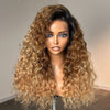 Alibonnie Ombre Honey Blonde 13x4 Transparent Lace Wig Pre Plucked Water Wave Human Hair Wigs 180% Density - Alibonnie