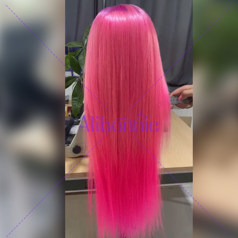 Alibonnie Ombre Purple Pink 13x4 Lace Front Wigs Pre Plucked Lace Wigs 180% Denisty - Alibonnie