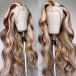 Alibonnie P4/613 Brown With Blonde Highlight Wigs 13x4 Transparent Lace Straight Wigs - Alibonnie