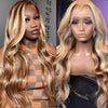 Alibonnie P4/613 Brown With Blonde Highlight Wigs 13x4 Transparent Lace Straight Wigs - Alibonnie