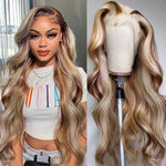 Alibonnie P4/613 Brown With Blonde Highlight Wigs 13x4 Transparent Lace Straight Wigs - Alibonnie