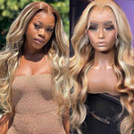 Alibonnie P4/613 Brown With Blonde Highlight Wigs 13x4 Transparent Lace Straight Wigs - Alibonnie