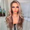 Alibonnie Pink And Blonde Highlights In Brown Hair Body Wave Blonde Skunk Stripe 13x4 Lace Wigs - Alibonnie