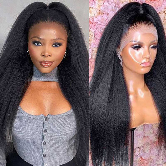 Alibonnie Pre-Plucked 13x6 HD Lace FrontaL Wigs With Baby Hair Kinky Straight Human Hair Wigs Online 180% Density - Alibonnie