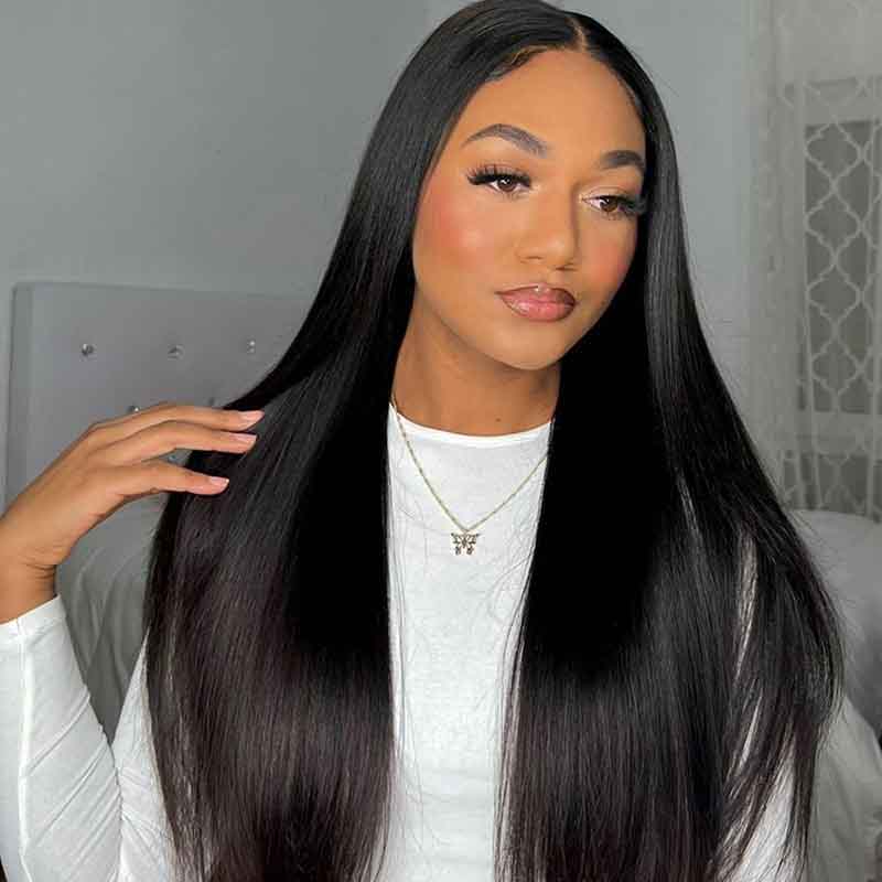 Alibonnie Ready To Wear 5x8 Transparent Lace Clousre Wigs Pre Cut No Glue Straight Human Hair Wigs - Alibonnie