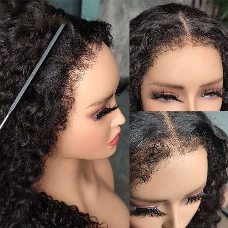 Alibonnie Realistic 4C Edges Kinky Curly Wig 13×4 HD Lace Frontal Wig 180% Density Natural Hairline - Alibonnie