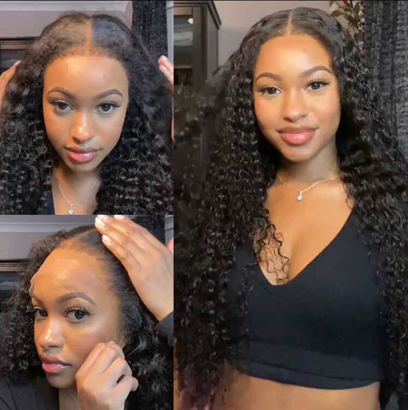 Alibonnie Realistic Deep Wave 360 Lace Front Wigs 4C Edges Curly Baby Hairline Wigs - Alibonnie