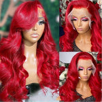 Alibonnie Red 13x4 Lace Front Wigs Human Hair Transparent Body Wave Colored Wigs - Alibonnie