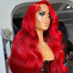 Alibonnie Red 13x4 Lace Front Wigs Human Hair Transparent Body Wave Colored Wigs - Alibonnie