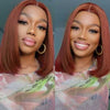 Alibonnie Reddish Brown Color Straight Bob Wigs 4x4 13x4 Lace Closure Human Hair Wigs - Alibonnie