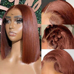 Alibonnie Reddish Brown Color Straight Bob Wigs 4x4 13x4 Lace Closure Human Hair Wigs - Alibonnie