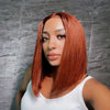 Alibonnie Reddish Brown Color Straight Bob Wigs 4x4 13x4 Lace Closure Human Hair Wigs - Alibonnie