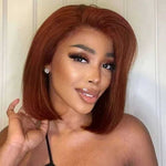 Alibonnie Reddish Brown Color Straight Bob Wigs 4x4 13x4 Lace Closure Human Hair Wigs - Alibonnie