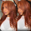 Alibonnie Reddish Brown Curtain Bangs 13x4 Lace Front Wig Pre Plucked Body Wave/Straight Human Hair Wigs - Alibonnie
