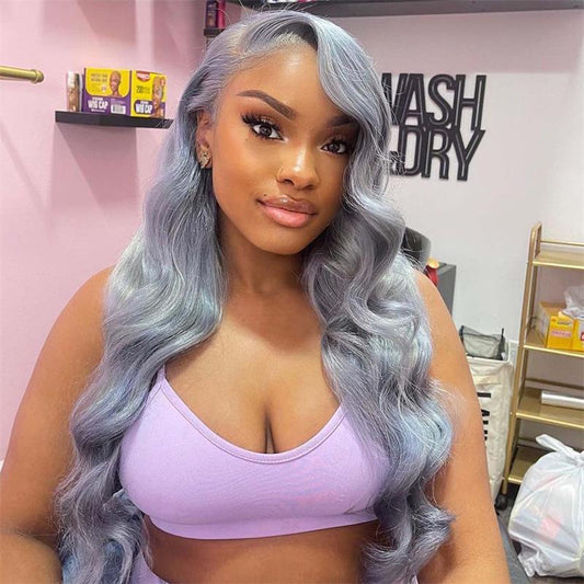 Alibonnie Silver Grey Colored Lace Front Wigs Straight/Body Wave 13×4 Transparent Lace Wigs - Alibonnie