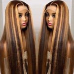 Alibonnie Straight And Body Wave Piano Honey Blonde 13x4 Lace Front Wigs Highlight Human Hair 180% Density - Alibonnie