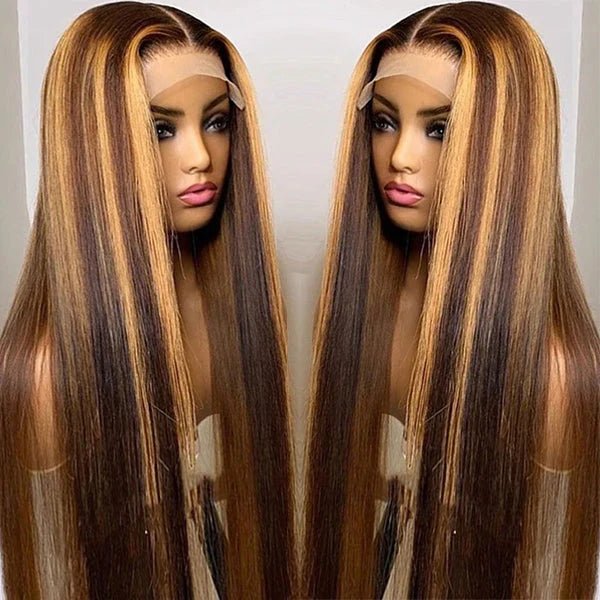 Alibonnie Straight And Body Wave Piano Honey Blonde 13x4 Lace Front Wigs Highlight Human Hair 180% Density - Alibonnie