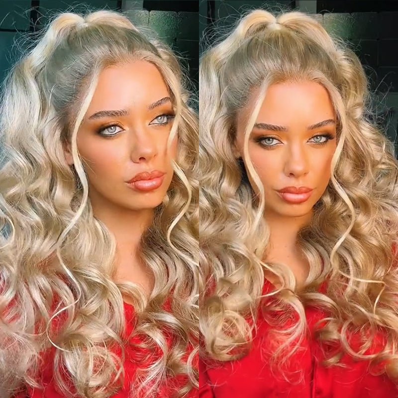 Alibonnie Straight Brown Hair With Blonde Balayage Highlight 13¡Á4 Lace Frontal Wig Shadow Root Transparent Lace Wigs - Alibonnie