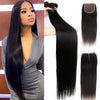 Alibonnie Straight Hair 3 Bundles With Transparent 4x4 Lace Closure - Alibonnie