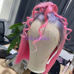 Alibonnie Straight Lace Front Bob Wigs Ombre Light Purple Pink 13x4 Lace Wigs 180% Density - Alibonnie