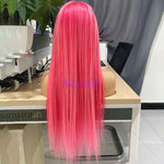 Alibonnie Straight Pink Lace Wigs 180% Density 13x4 Lace Front Wigs With Light Pink Streaks - Alibonnie