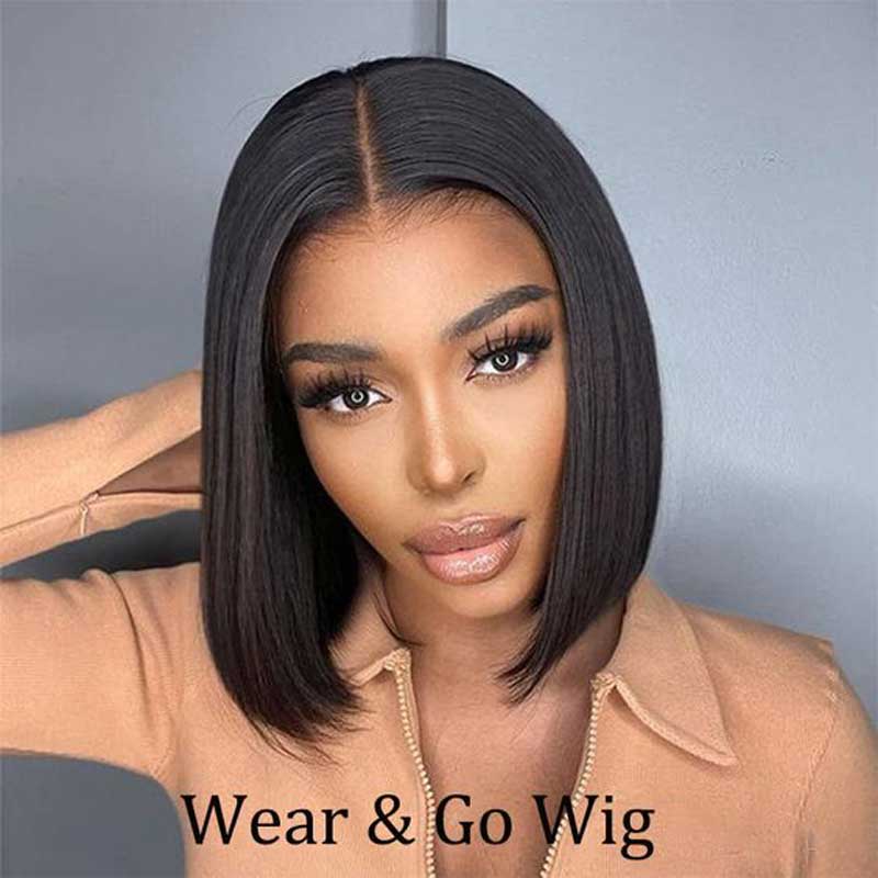 Alibonnie Straight Wear&Go Glueless Bob Wigs Beginner-Friendly Lace Closure Glueless Wig - Alibonnie