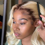 Alibonnie T4/613 Blonde Body Wave 13x4 Lace Front Wigs Ombre Brown Roots Human Hair Wigs - Alibonnie