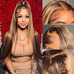 Alibonnie Transparent 360 Lace Frontal Wigs 4/27 Highlight Color Human Hair Wigs Pre Plucked - Alibonnie