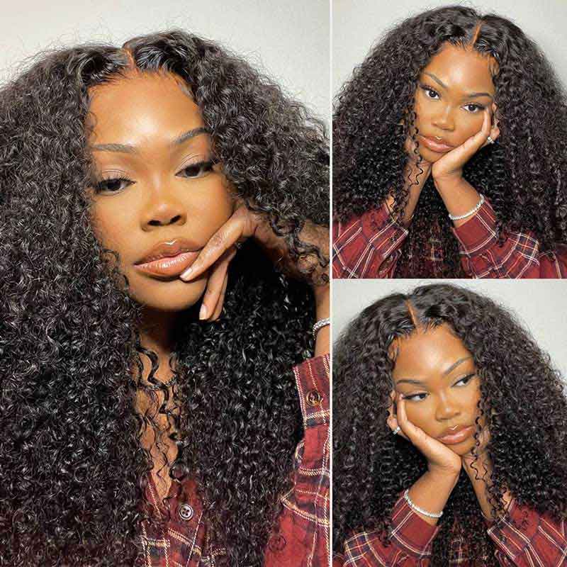 Alibonnie Transparent Pre Cut Kinky Curly 5x5 Glueless Lace Closure Wigs 180% Density - Alibonnie