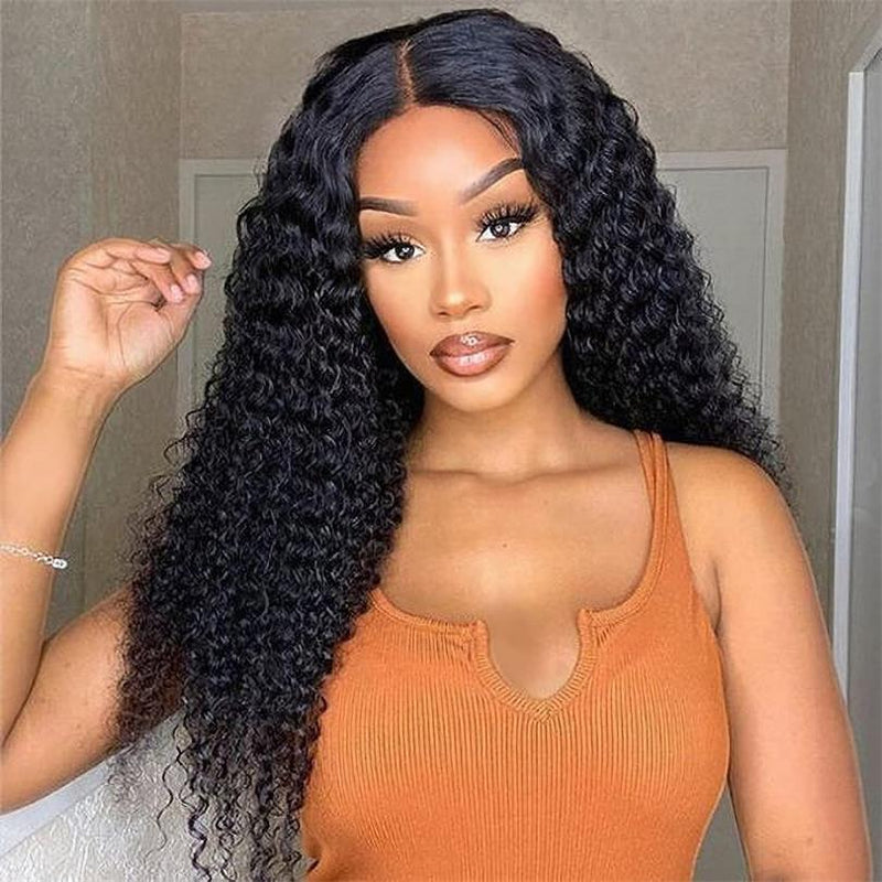 Alibonnie Transparent Pre Cut Kinky Curly 5x5 Glueless Lace Closure Wigs 180% Density - Alibonnie