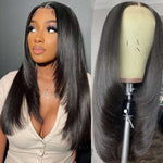 Alibonnie Trendy Layered Cut Straight 360 Lace Front Wigs 100% Human Hair Natural Black Wigs - Alibonnie