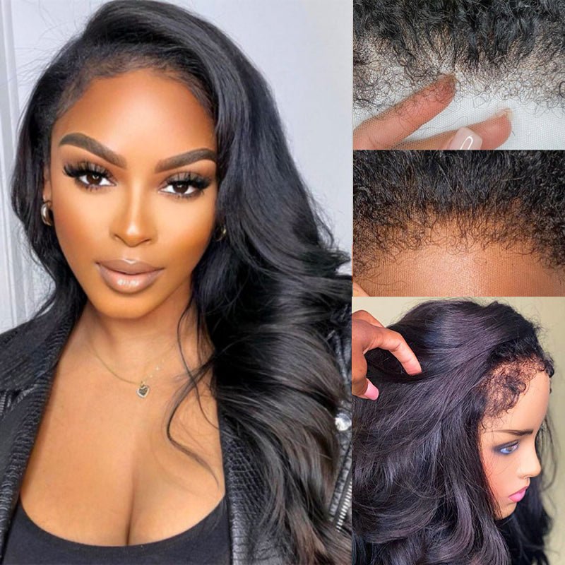 Alibonnie Type 4C Edges Hairline Body Wave Transparent Lace Wig 13×4 Lace Front Wigs With 4C Hairline - Alibonnie