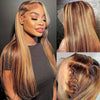 Alibonnie Upgraded 4/27 Highlight Silky Straight Wigs Invisible Adjustable Strap Cozy Fit 360 Lace Wig With Bleached Knots 200% Density - Alibonnie