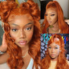 Alibonnie Upgraded Ginger Color Wigs Invisible Adjustable Strap Cozy Fit 360 Lace Body Wave Wig With Bleached Knots - Alibonnie